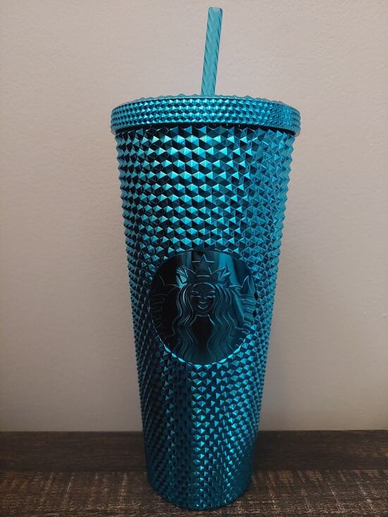 Starbucks Other - Starbucks 2023 Teal Blue Bling Studded 24 oz. Tumbler Aqua Blue Shiny Brand New